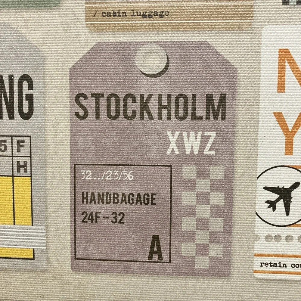 IKEA Pjatteryd Airport Travel Luggage Tag Wall Canvas Art 9.75x9.75 22426
